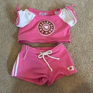 Build A Bear Pink White Cheerleading Shirt And Cheer Shorts Teddy Clothes Outfit